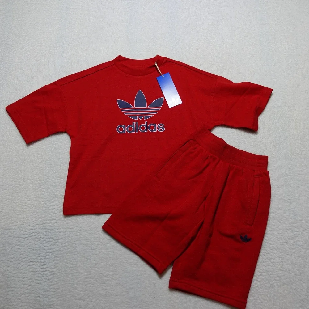 Adidas Short Tee Set Toddler 4T Red Brand New KA0223 Originals 2-Piece Set